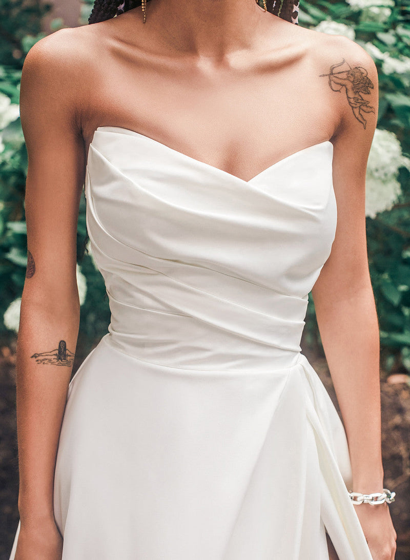 Satin Strapless Ball-Gown Wedding Dresses-Dbrbridal