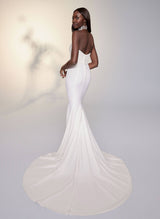 Satin Strapless Mermaid Fitted Wedding Dresses-Dbrbridal