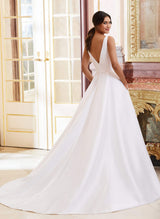 Satin V-neck Ball-Gown Wedding Dresses-Dbrbridal