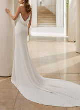 Satin Wedding Dress Cowl Back Scoop Neck-Dbrbridal