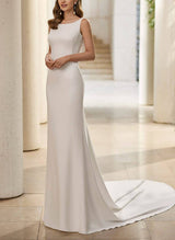 Satin Wedding Dress Cowl Back Scoop Neck-Dbrbridal