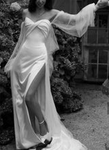 Satin Wedding Dress for Summer Beach Church Resort-Dbrbridal