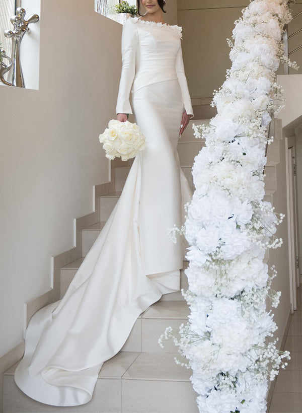 Scoop Neck Long Sleeves Wedding Dresses-Dbrbridal