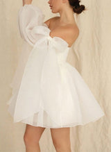 Short Wedding Dresses Bows-Dbrbridal