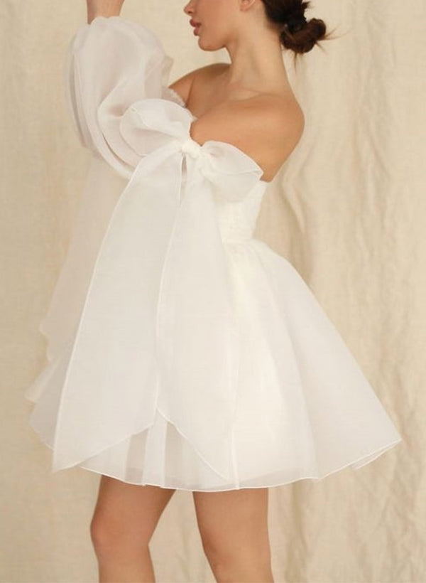 Short Wedding Dresses Bows-Dbrbridal