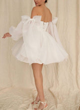 Short Wedding Dresses Bows-Dbrbridal