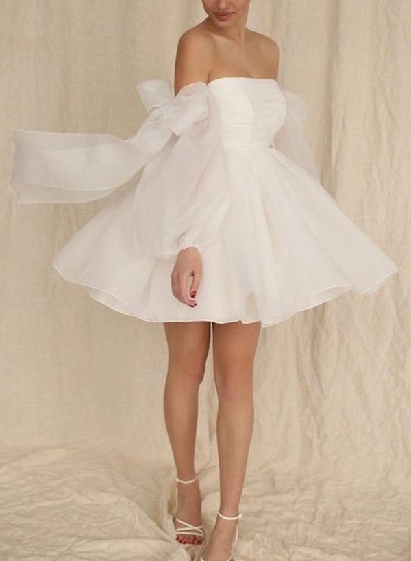 Short Wedding Dresses Bows-Dbrbridal