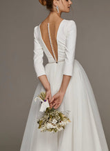 Short Wedding Dresses Sleeves-Dbrbridal