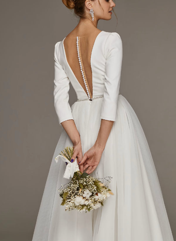 Short Wedding Dresses Sleeves-Dbrbridal