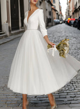 Short Wedding Dresses Sleeves-Dbrbridal