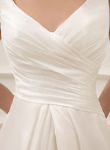 Short Wedding DressNew Ivory Backless Satin Lace Up Bridal Gown-Dbrbridal