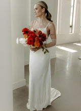 Silk Like Satin Wedding Dresses Open Back Cowl Neck Sleeveless Design Sweep Train-Dbrbridal