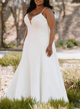 Simple Chic A-line Wedding Dress V-neck-Dbrbridal