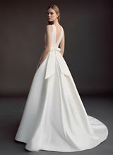 Simple Wedding Dresses Bow Ball-Gown V-neck-Dbrbridal