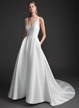 Simple Wedding Dresses Bow Ball-Gown V-neck-Dbrbridal