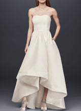 Simple Wedding Dresses Satin High Low Elegant Sweetheart-Dbrbridal