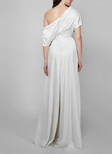 Sleek One-Shoulder Sleeveless Floor-Length Silk-Like Satin Wedding Dresses-Dbrbridal