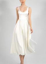 Sleek Short Satin Wedding Dresses Tea-Length-Dbrbridal