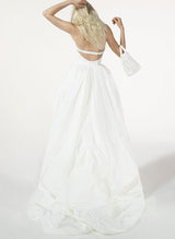 Sleeveless Asymmetrical Taffeta Wedding Dress-Dbrbridal