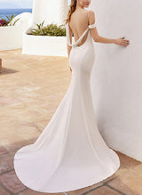 Sleeveless Elastic Satin Wedding Dresses Mermaid Fitted Elegant Sweetheart-Dbrbridal