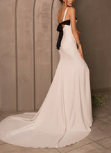 Sleeveless Elastic Satin Wedding Dresses Split Front-Dbrbridal