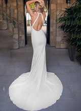 Sleeveless Halter Mermaid Fitted Wedding Dresses-Dbrbridal