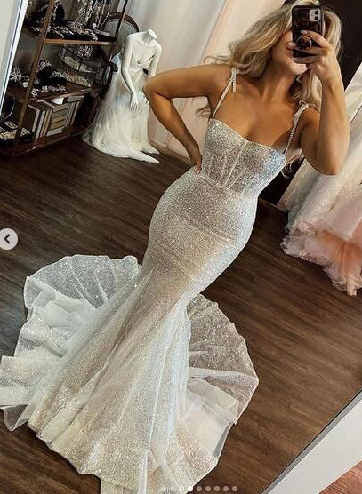 Sparkly Corset Mermaid Fitted Wedding Dress-Dbrbridal