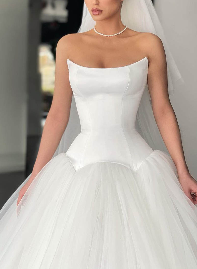 Strapless Ball-Gown Simple Retro style Wedding Dresses Strapless Ball-Gown Simple Retro style Wedding Dresses-Dbrbridal