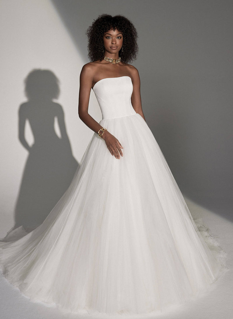 Strapless Ball-Gown Wedding Dresses Romantic Tulle Bow-Dbrbridal