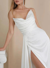 Strapless Cowl Neck Wedding Dresses-Dbrbridal