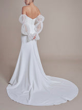 Strapless Flutter Sleeves Mermaid Fitted Wedding Dress-Dbrbridal