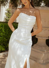 Strapless Mermaid Fitted Wedding Dresses Sweep Train-Dbrbridal