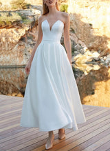 Strapless Wedding Dresses Satin Pockets-Dbrbridal