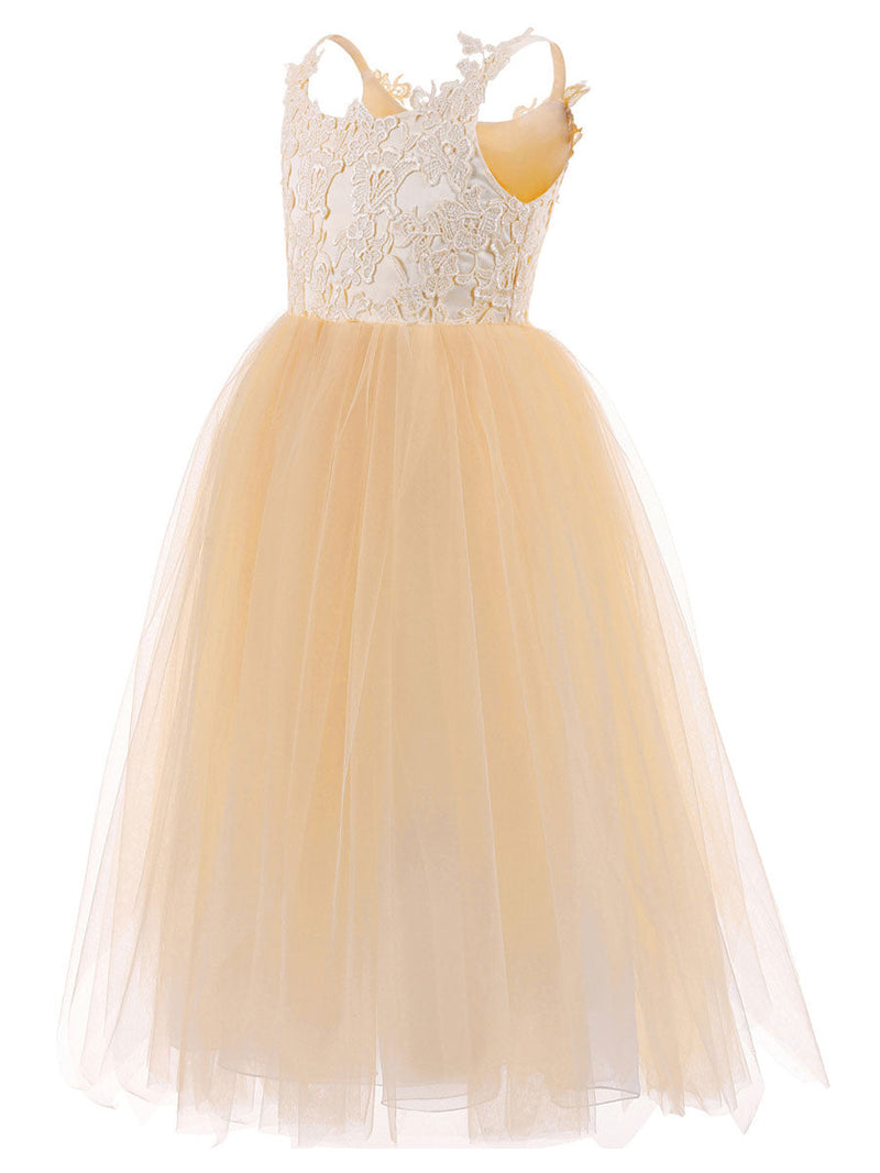 Straps Neck Sleeveless Lace Kids Party Dresses-Dbrbridal