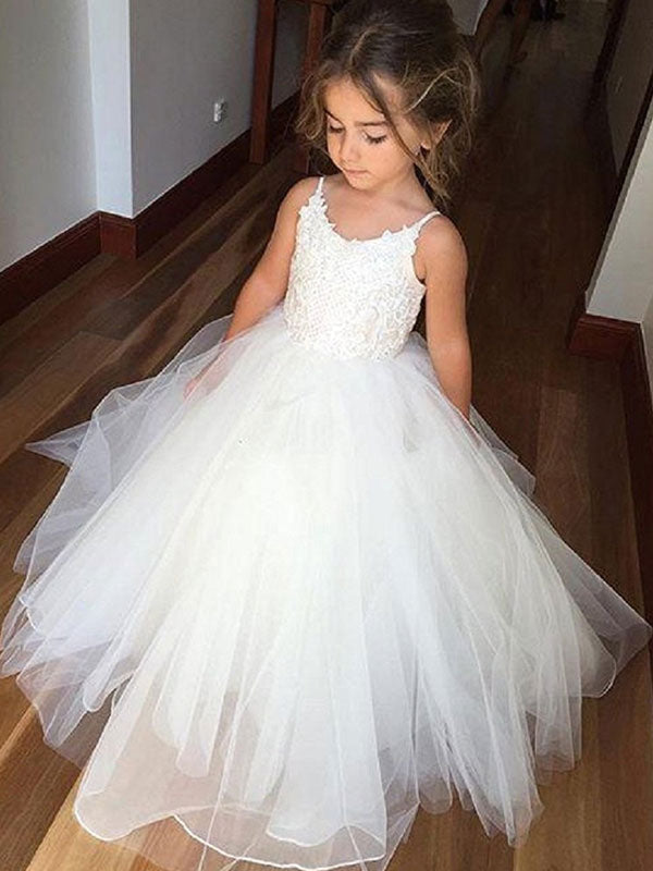 Straps Neck Sleeveless Lace Kids Party Dresses-Dbrbridal