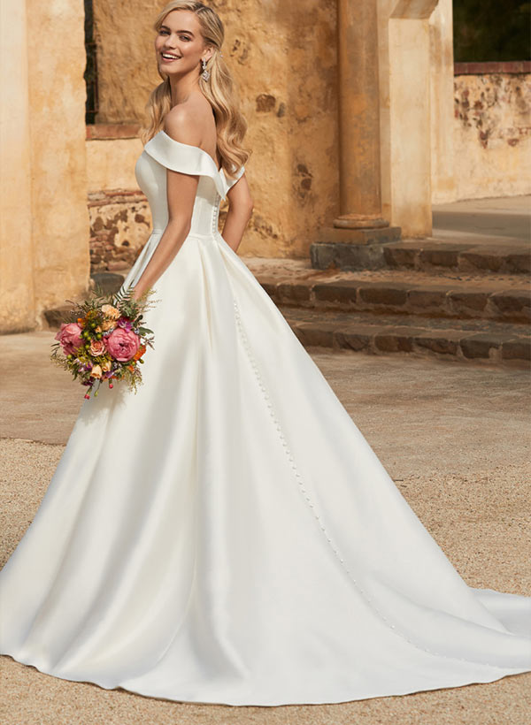 Stunning Modern Ballgown Wedding Dress Pockets-Dbrbridal