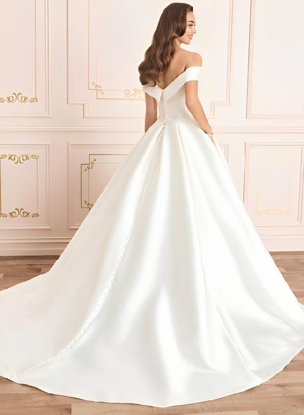 Stunning Modern Ballgown Wedding Dress Pockets-Dbrbridal