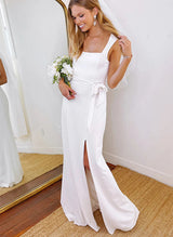 Stunning Sheath Wedding Dress Front Split-Dbrbridal