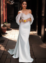 Stylish Off-The-Shoulder Mermaid Fitted Wedding Dresses-Dbrbridal