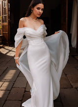 Stylish Off-The-Shoulder Mermaid Fitted Wedding Dresses-Dbrbridal