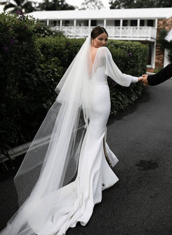 Summer Beach Wedding Dresses Long Sleeves Mermaid Fitted Style-Dbrbridal