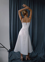 Sweet Little White Satin Wedding Dresses Chic A-line Square Neckline-Dbrbridal