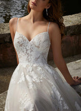 Tulle V-Neck Spaghetti Straps Wedding Dress-Dbrbridal