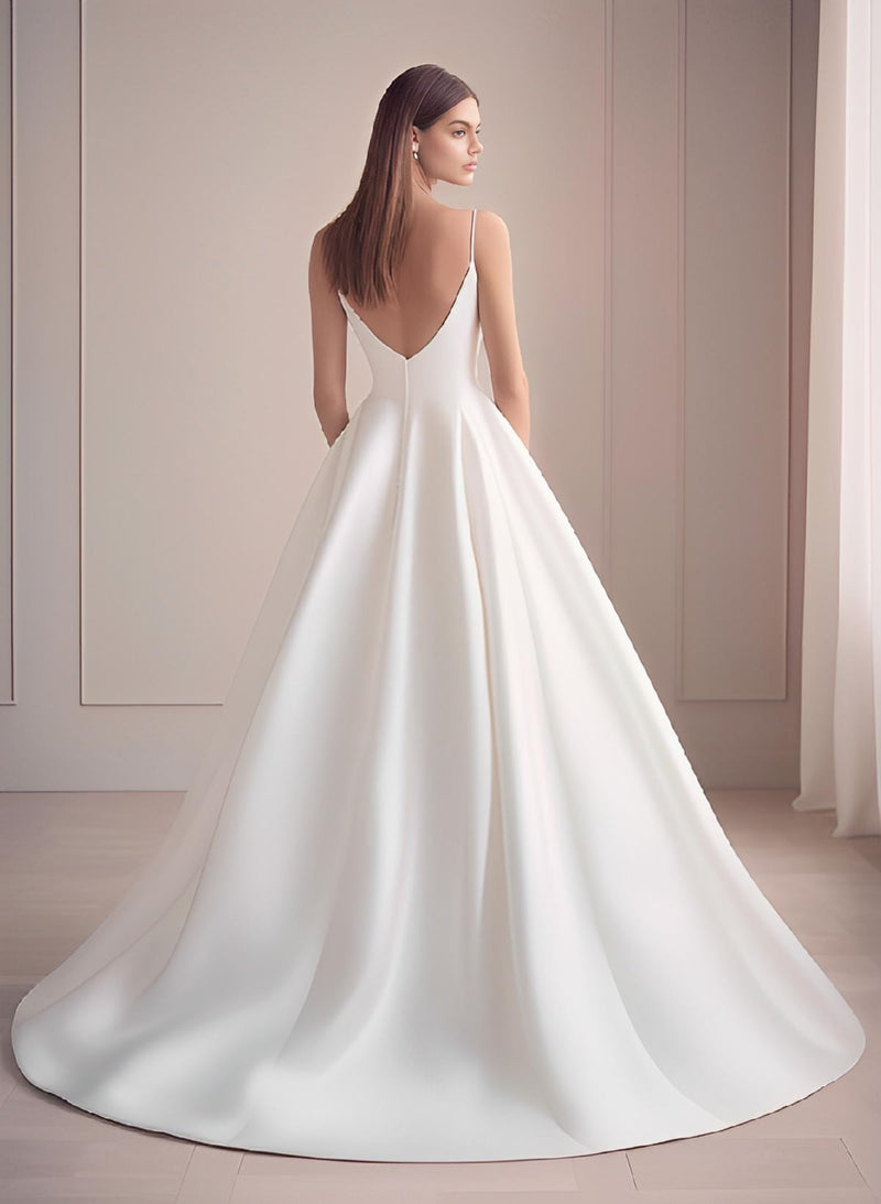 V-neck Ball Gown Wedding Dress Sweep Train-Dbrbridal