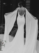 V-Neck Sleeveless Court Train Satin Mermaid Fitted Wedding Dresses-Dbrbridal